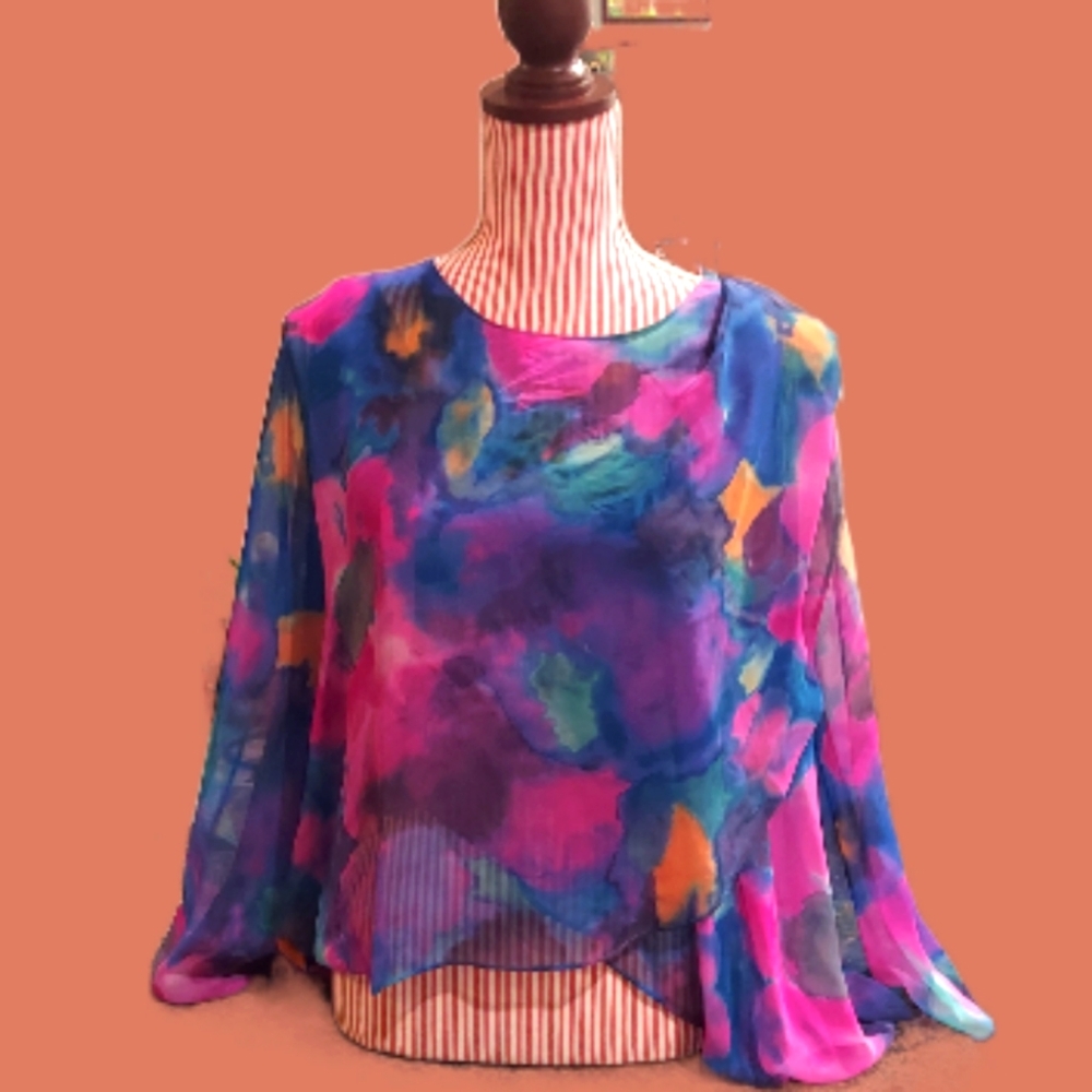 VINTAGE 3 PIECE SHEER TIE DYE OUTFIT SIZE SMALL